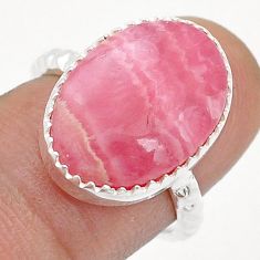9.56cts solitaire natural rhodochrosite inca rose silver ring size 6.5 u76702