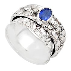 1.00cts solitaire natural sapphire 925 silver spinner band ring size 7 t67706
