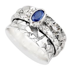 1.00cts solitaire natural sapphire 925 silver spinner band ring size 8 t67705