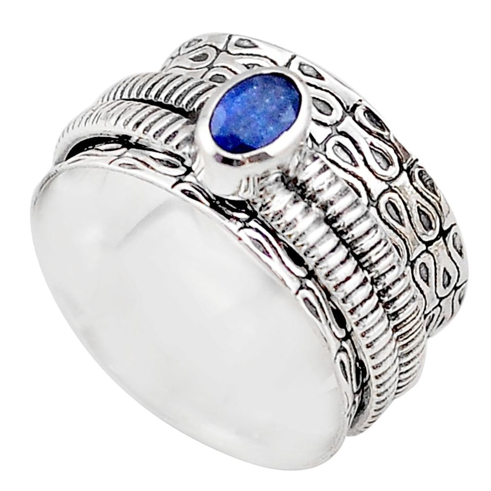 1.00cts solitaire natural sapphire 925 silver spinner band ring size 8 t67711