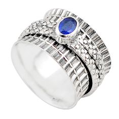 1.10cts solitaire natural sapphire 925 silver spinner band ring size 7.5 t67708