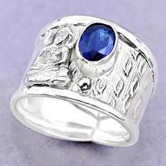 1.45cts solitaire natural sapphire silver buddha meditation ring size 6.5 t32398