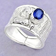 1.57cts solitaire natural sapphire silver buddha meditation ring size 7.5 t32400