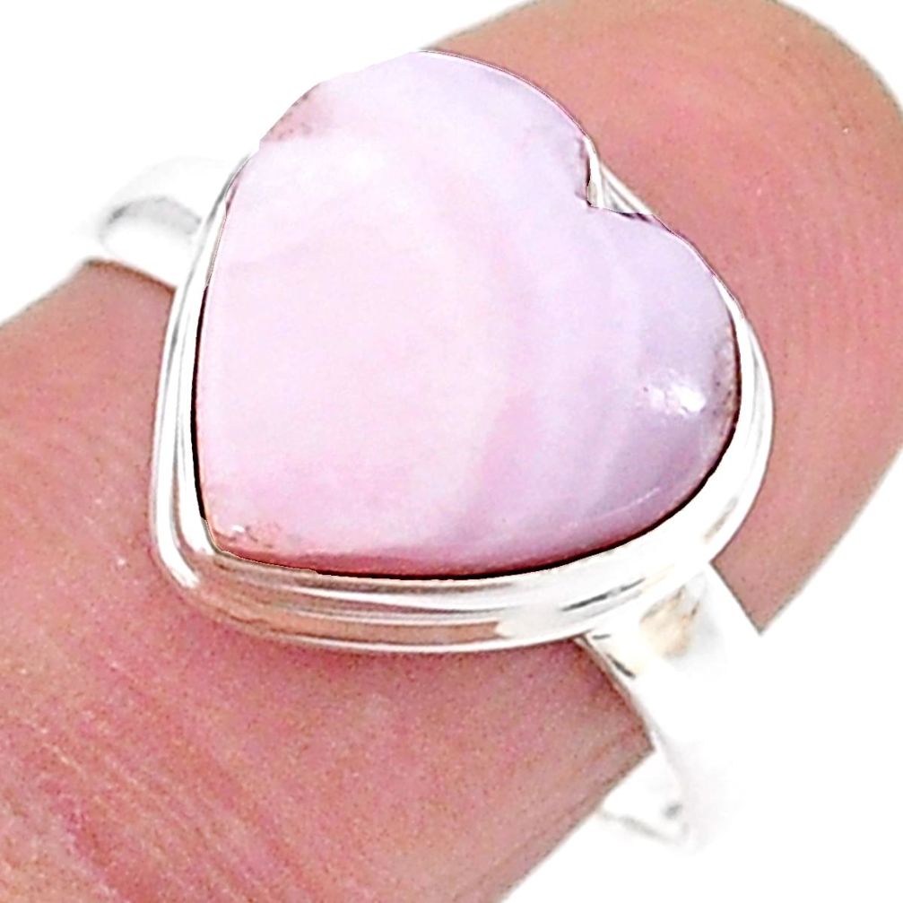 Solitaire natural scolecite high vibration crystal 925 silver ring size 8 t15618