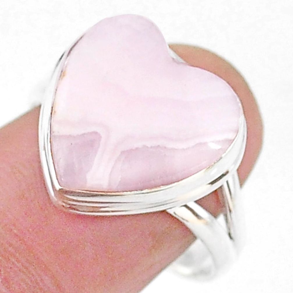 Solitaire natural scolecite high vibration crystal 925 silver ring size 9 t15639