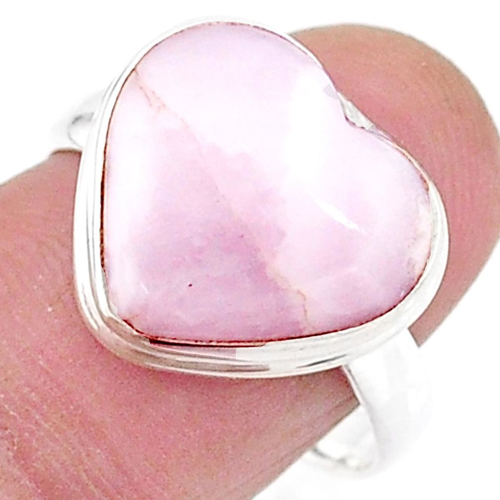Solitaire natural scolecite high vibration crystal silver ring size 8.5 t15617