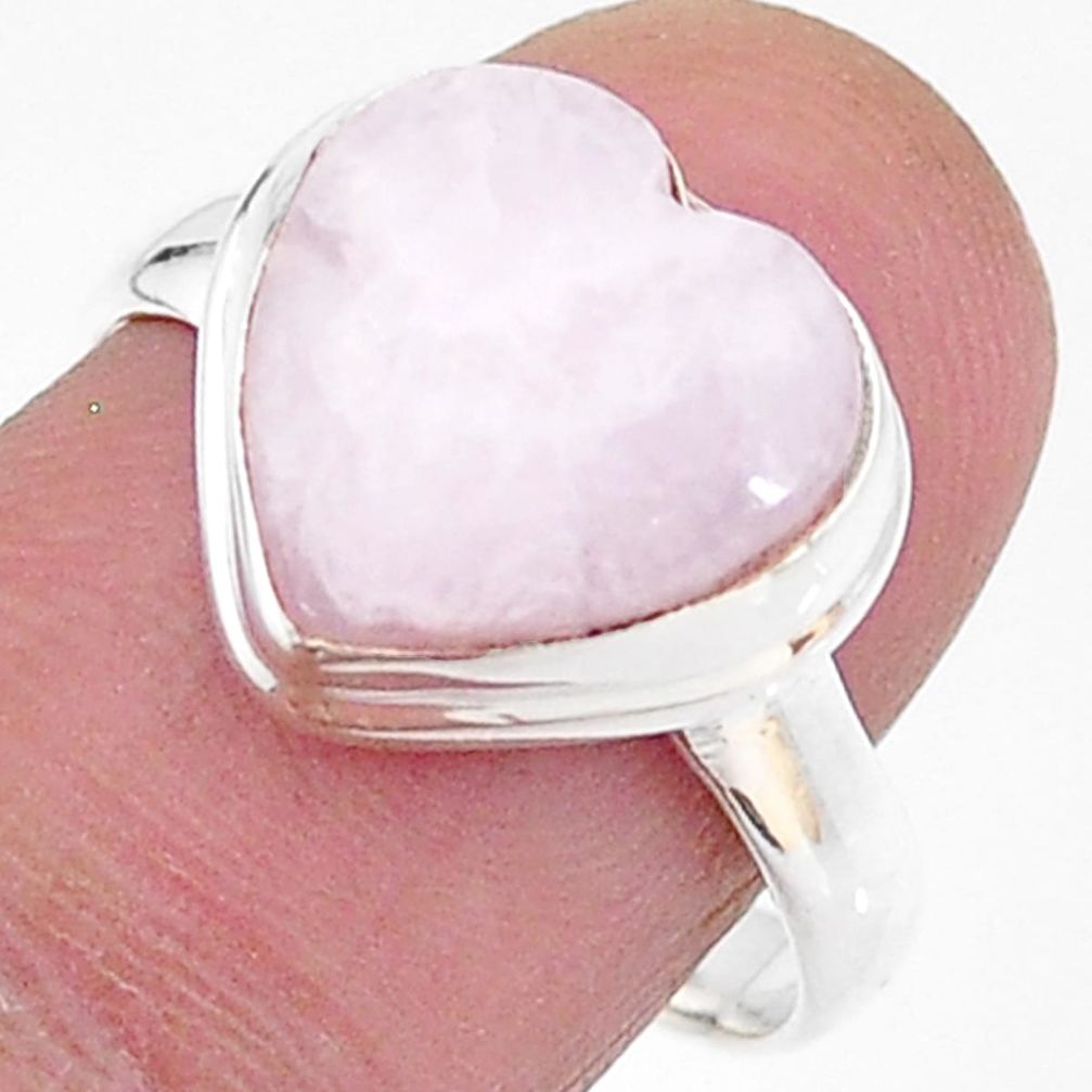 Solitaire natural scolecite high vibration crystal silver ring size 8.5 t15640