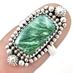 7.84cts solitaire natural seraphinite (russian) 925 silver ring size 6 u39408