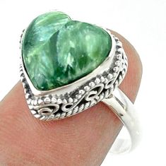 6.59cts solitaire natural seraphinite (russian) 925 silver ring size 8 t55927