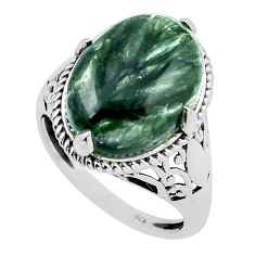9.86cts solitaire natural seraphinite (russian) 925 silver ring size 8 y45989