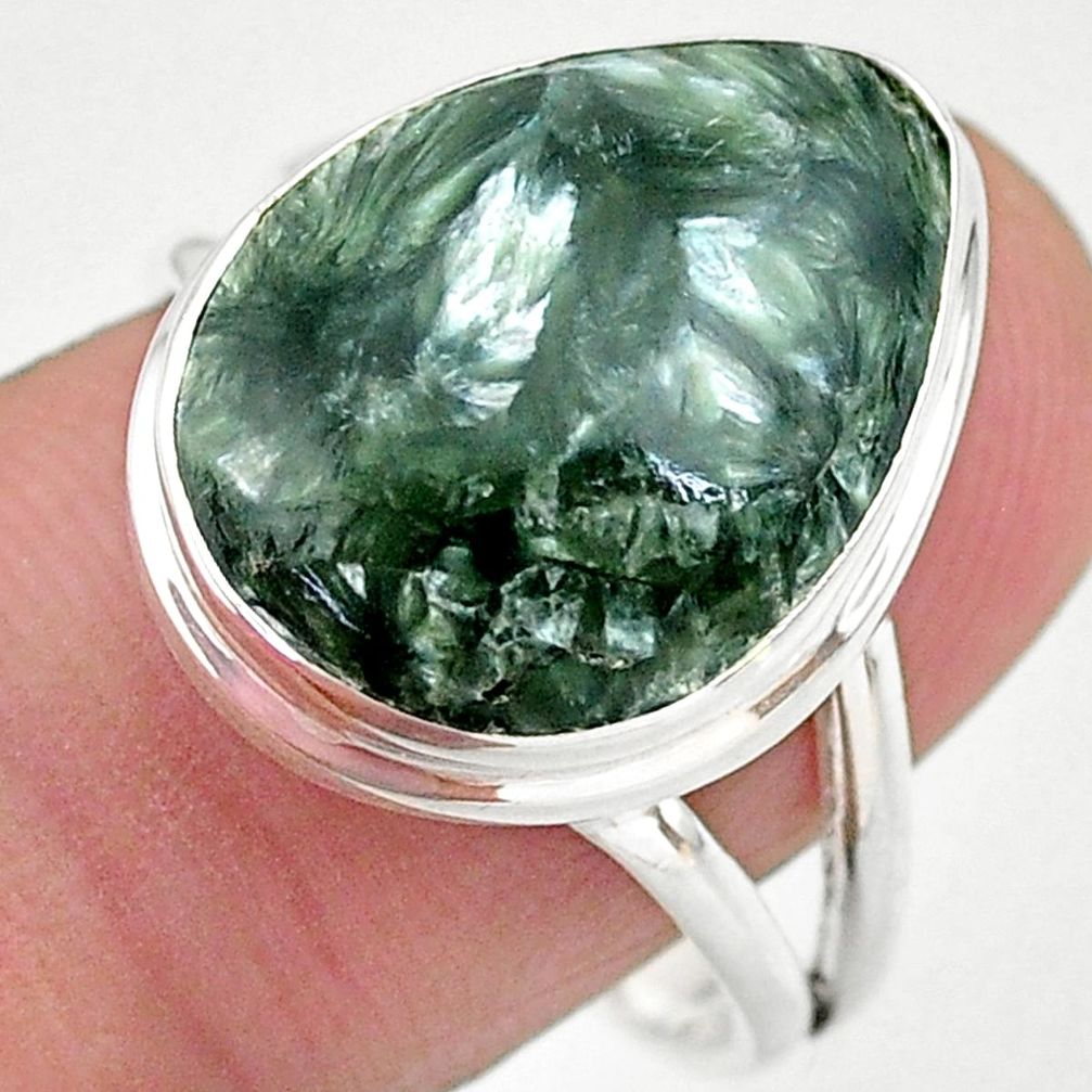 13.73cts solitaire natural seraphinite (russian) 925 silver ring size 9 t24705