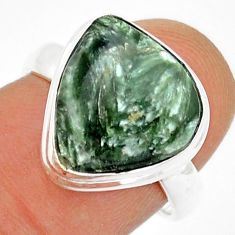 7.89cts solitaire natural seraphinite (russian) 925 silver ring size 7.5 u89301