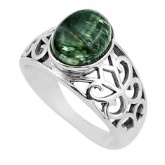 4.21cts solitaire natural seraphinite (russian) 925 silver ring size 7.5 y33205