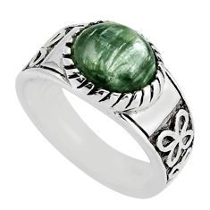 5.24cts solitaire natural seraphinite (russian) 925 silver ring size 8.5 y45972