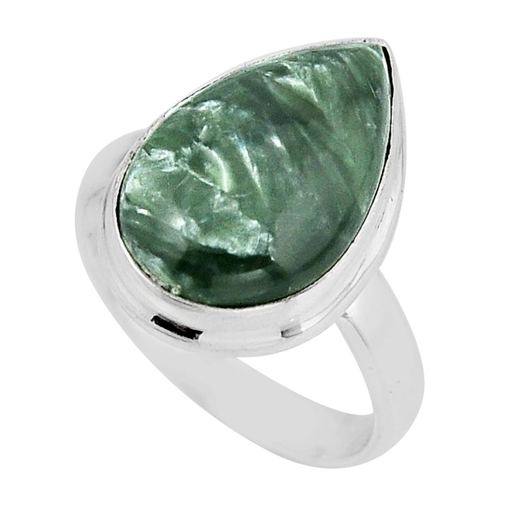 9.47cts solitaire natural seraphinite (russian) 925 silver ring size 7.5 y56403