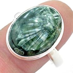 11.64cts solitaire natural seraphinite (russian) silver ring size 10.5 u43870