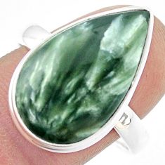 14.43cts solitaire natural seraphinite (russian) silver ring size 10.5 u43898
