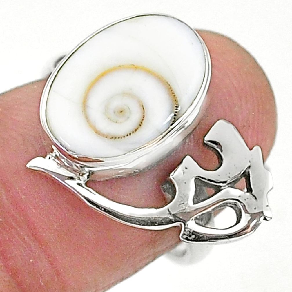 5.47cts solitaire natural shiva eye 925 silver om symbol ring size 6.5 t6351