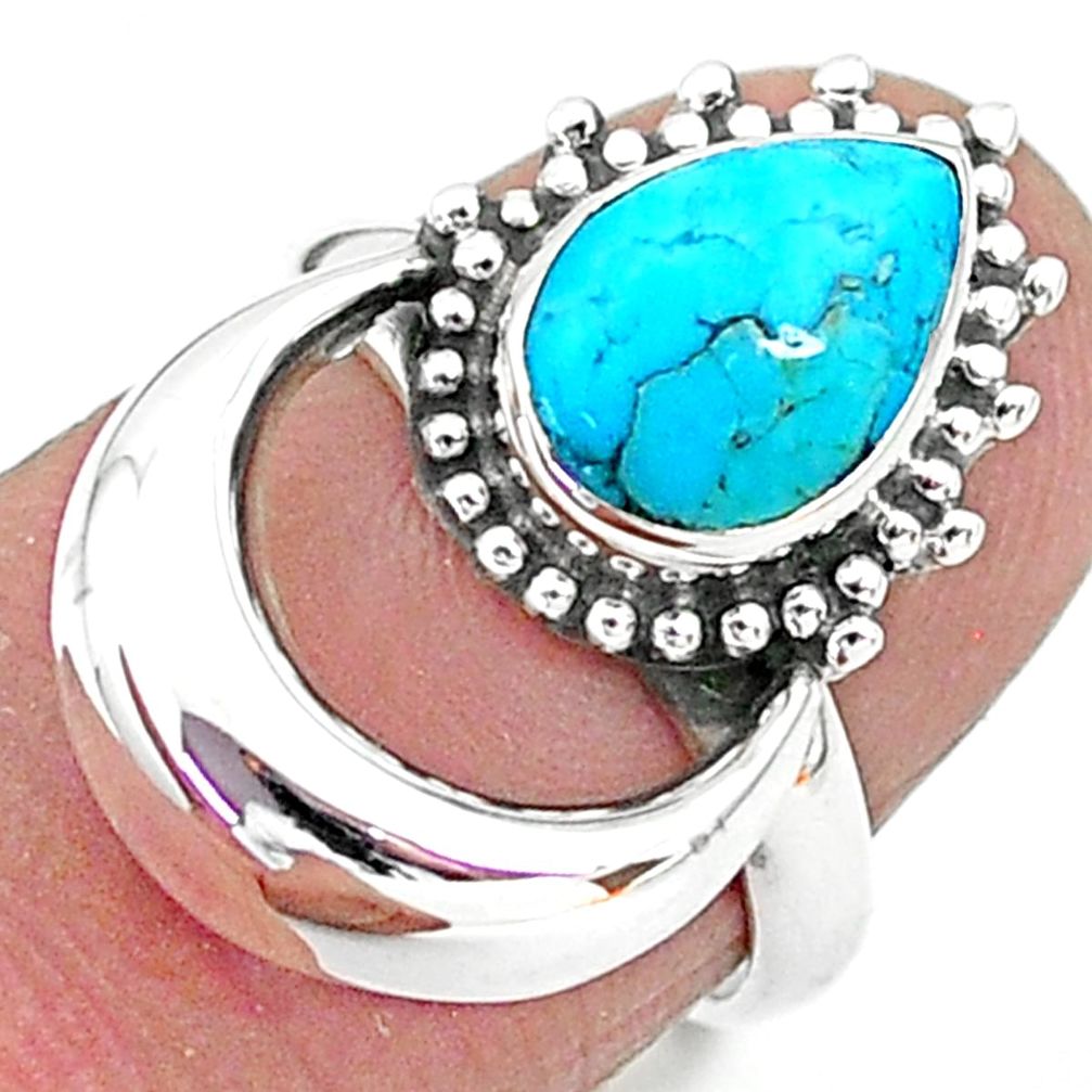2.72cts solitaire natural sleeping beauty turquoise 925 silver ring size 6 t6388