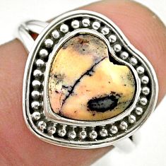 5.29cts solitaire natural sonoran dendritic rhyolite silver ring size 6.5 t41627