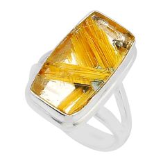 8.14cts solitaire natural star rutilated quartz 925 silver ring size 6.5 y46711