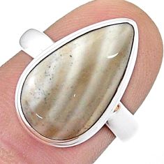7.54cts solitaire natural striped flint ohio pear silver ring size 7.5 u47831
