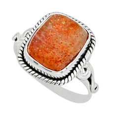 5.28cts solitaire natural sunstone (hematite feldspar) silver ring size 8 y77002