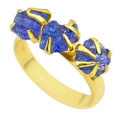 7.13cts solitaire natural tanzanite rough 14k gold handmade ring size 7 t29769