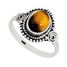 2.97cts solitaire natural tiger's eye 925 sterling silver ring size 8.5 y79807