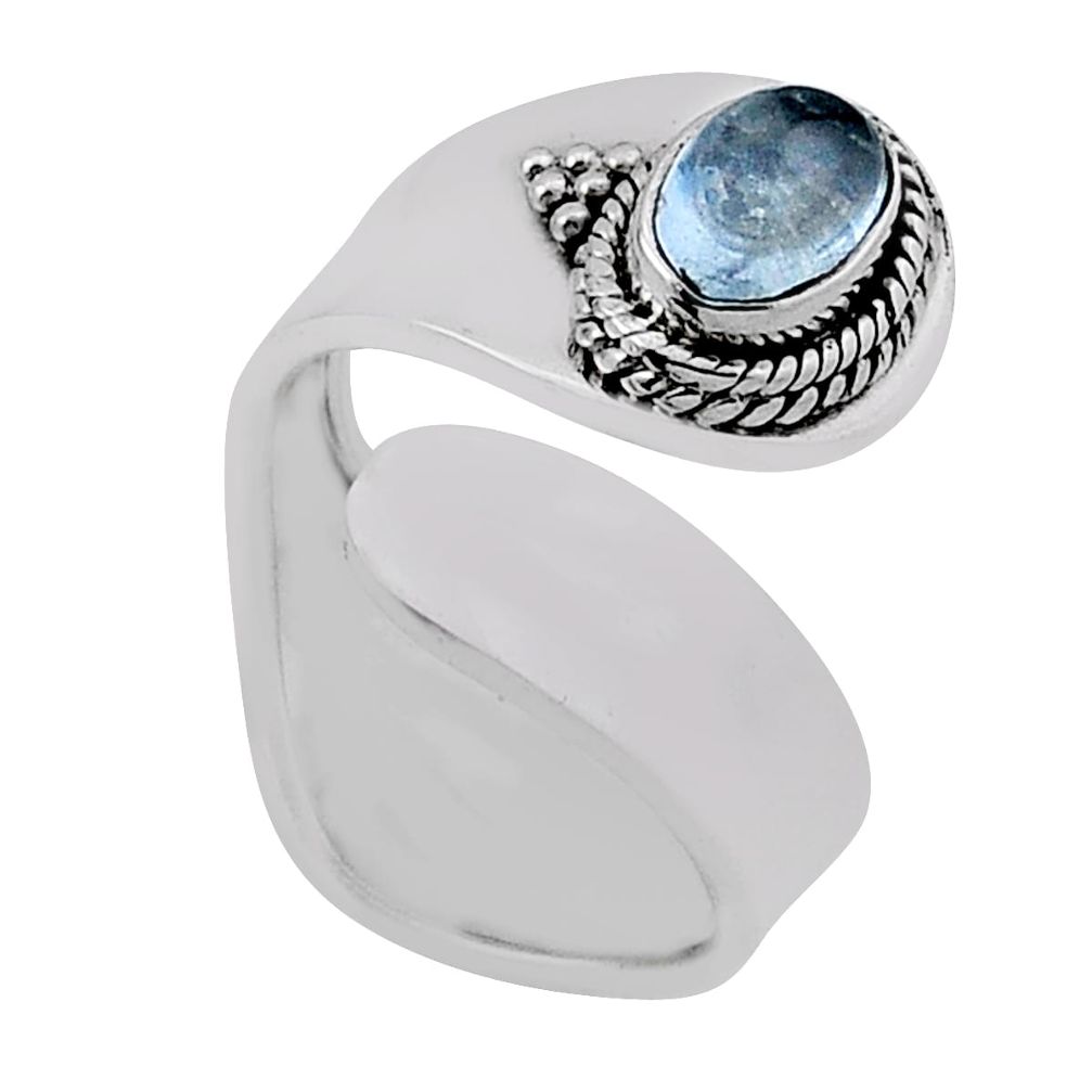 1.48cts solitaire natural tourmaline 925 silver adjustable ring size 6.5 n35387