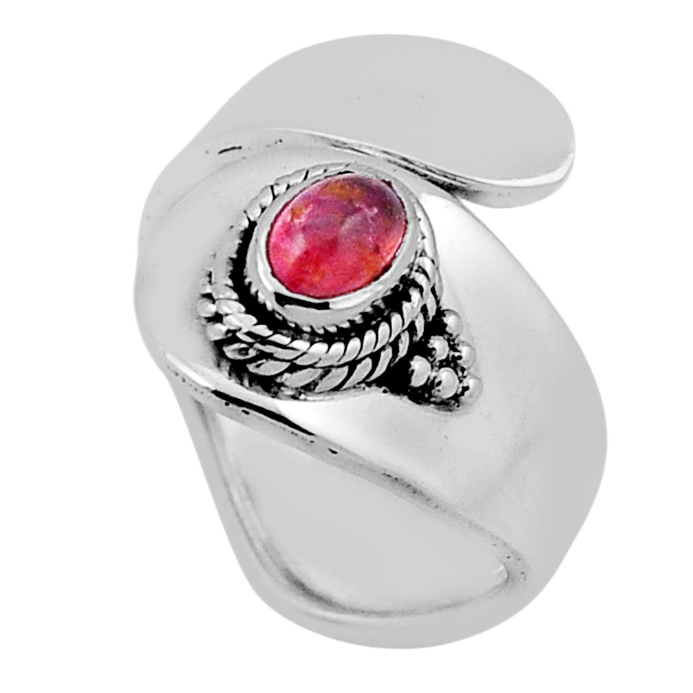 1.09cts solitaire natural tourmaline 925 silver adjustable ring size 5.5 n37142
