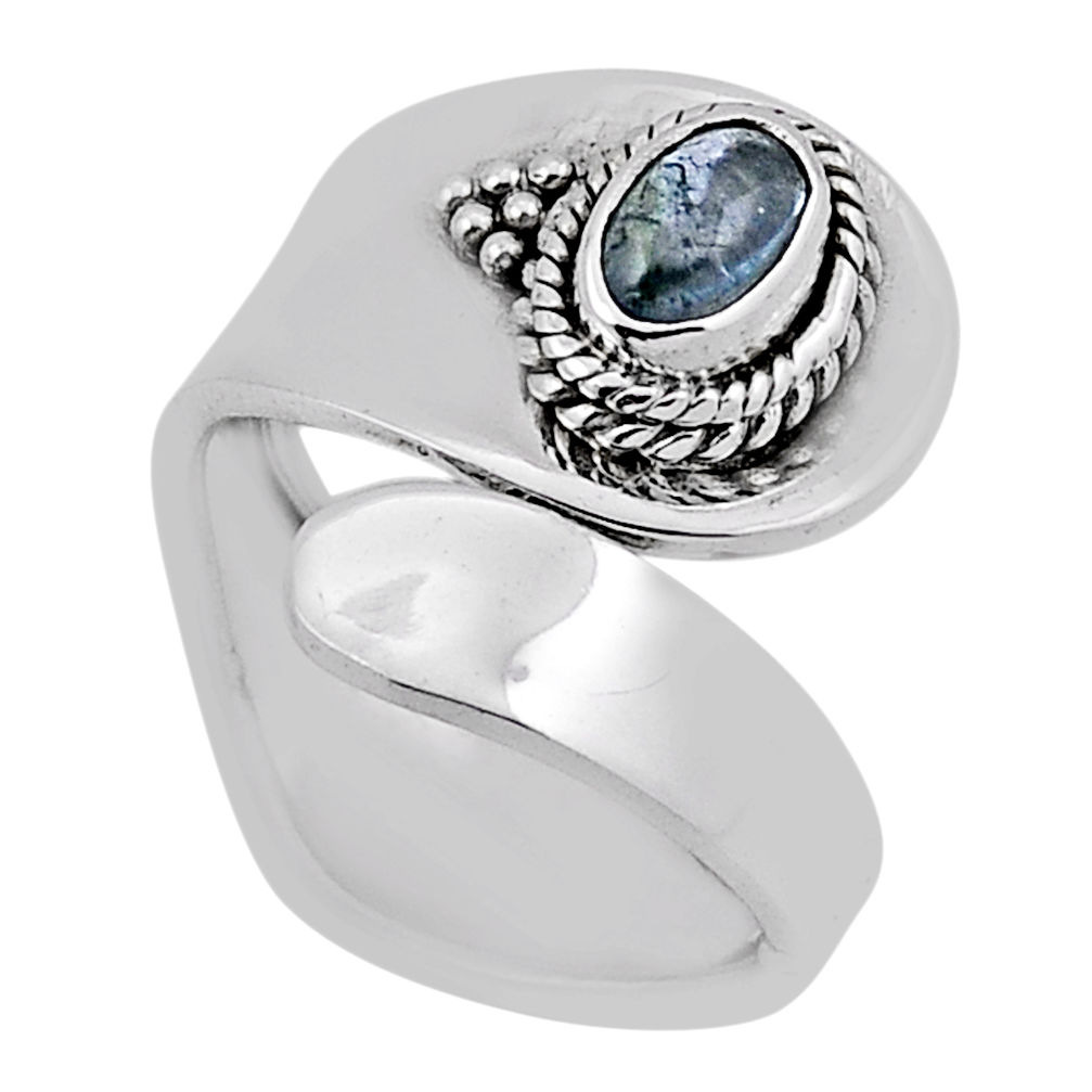 0.96cts solitaire natural tourmaline 925 silver adjustable ring size 6 n37122