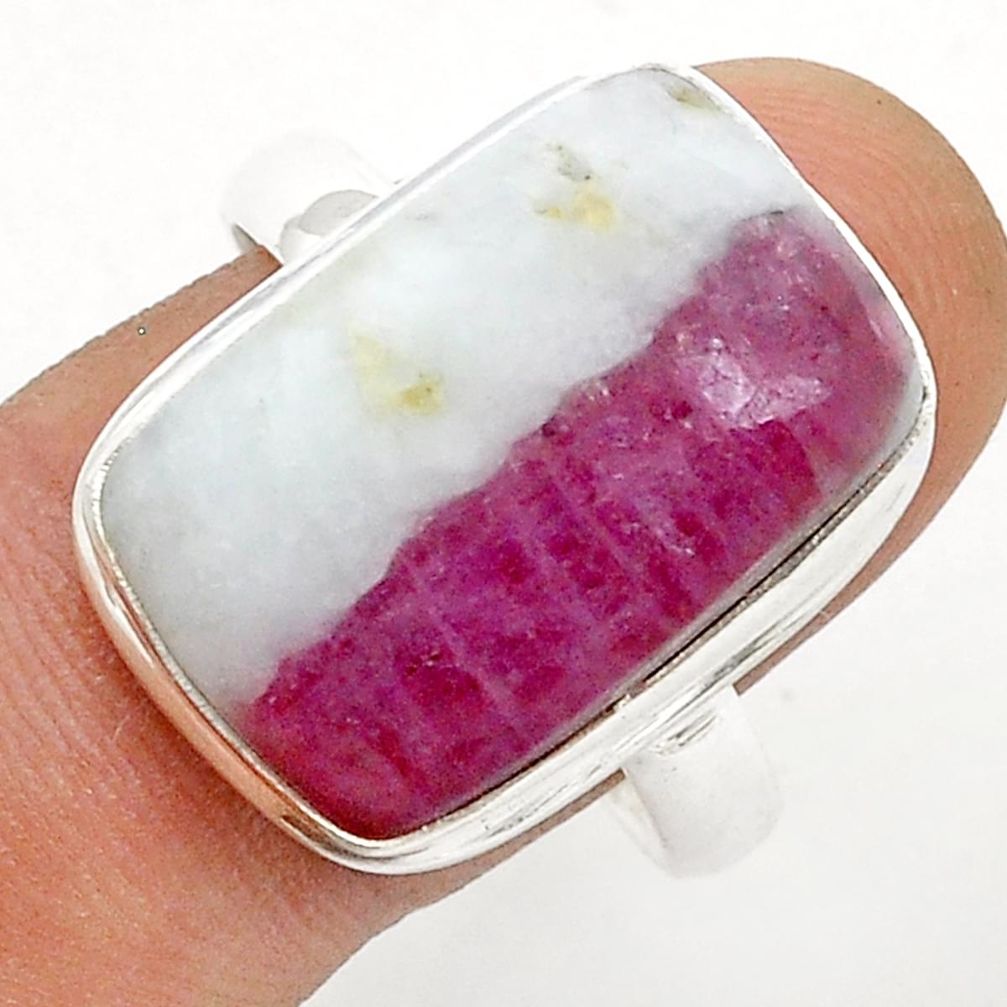 16.92cts solitaire natural tourmaline in quartz 925 silver ring size 10.5 u73052