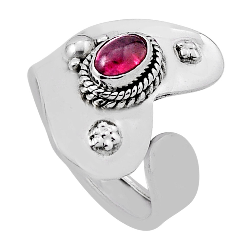 1.03cts solitaire natural tourmaline oval silver adjustable ring size 6.5 n35388