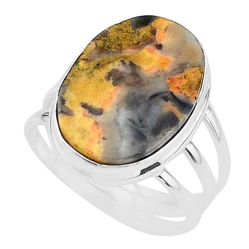 14.82cts solitaire natural turkish stick agate 925 silver ring size 11 t17843