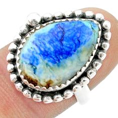 11.25cts solitaire natural turquoise azurite 925 silver ring size 6.5 u39370