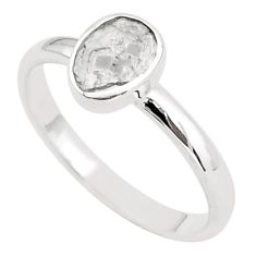 1.63cts solitaire natural uncut diamond flat (polki) silver ring size 7 t83250