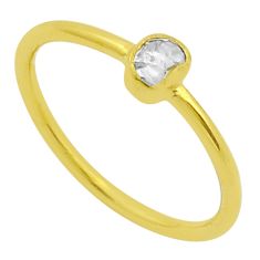 0.40cts solitaire natural uncut diamond flat 925 silver gold ring size 8 u68851