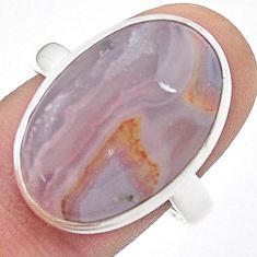 13.87cts solitaire natural white agua nueva agate 925 silver ring size 10 u47832
