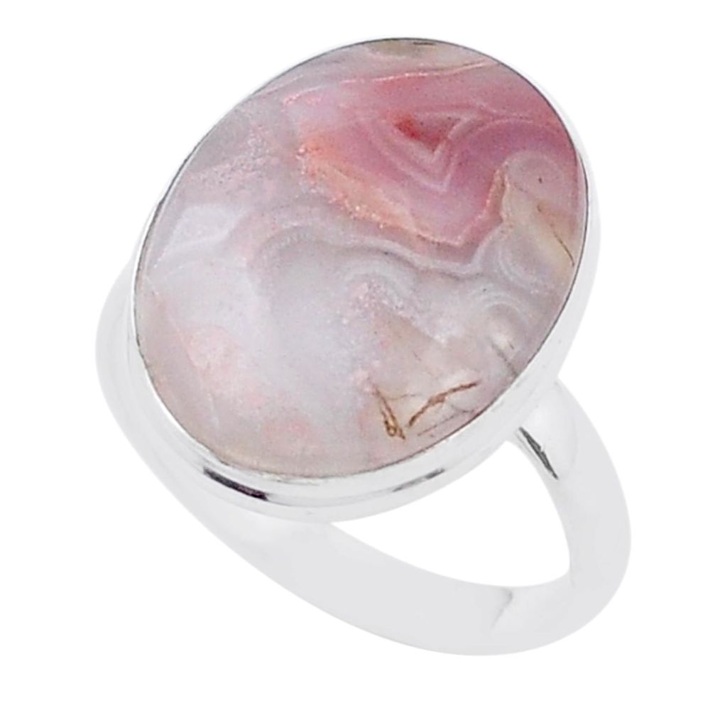 15.02cts solitaire natural white agua nueva agate 925 silver ring size 11 u47806