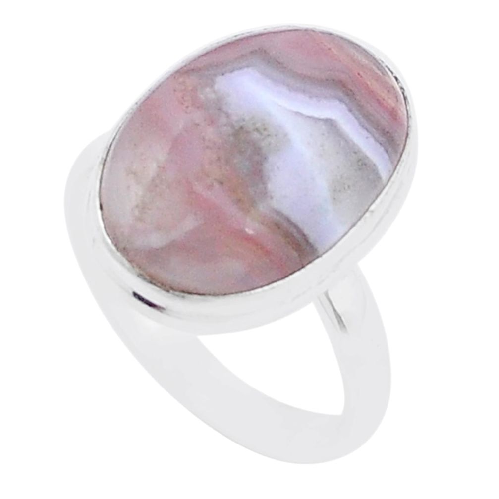 13.24cts solitaire natural white agua nueva agate 925 silver ring size 9 u47801