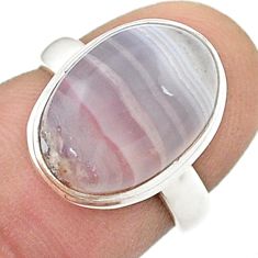 6.54cts solitaire natural white agua nueva agate 925 silver ring size 5.5 u47836