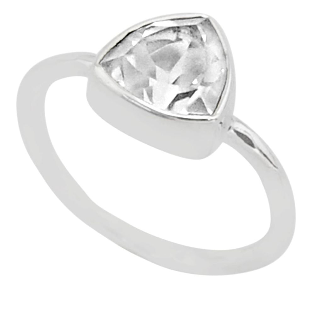 2.73cts solitaire natural white crystal 925 sterling silver ring size 6 t78571