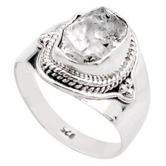 4.67cts solitaire natural white herkimer diamond 925 silver ring size 7 t61843