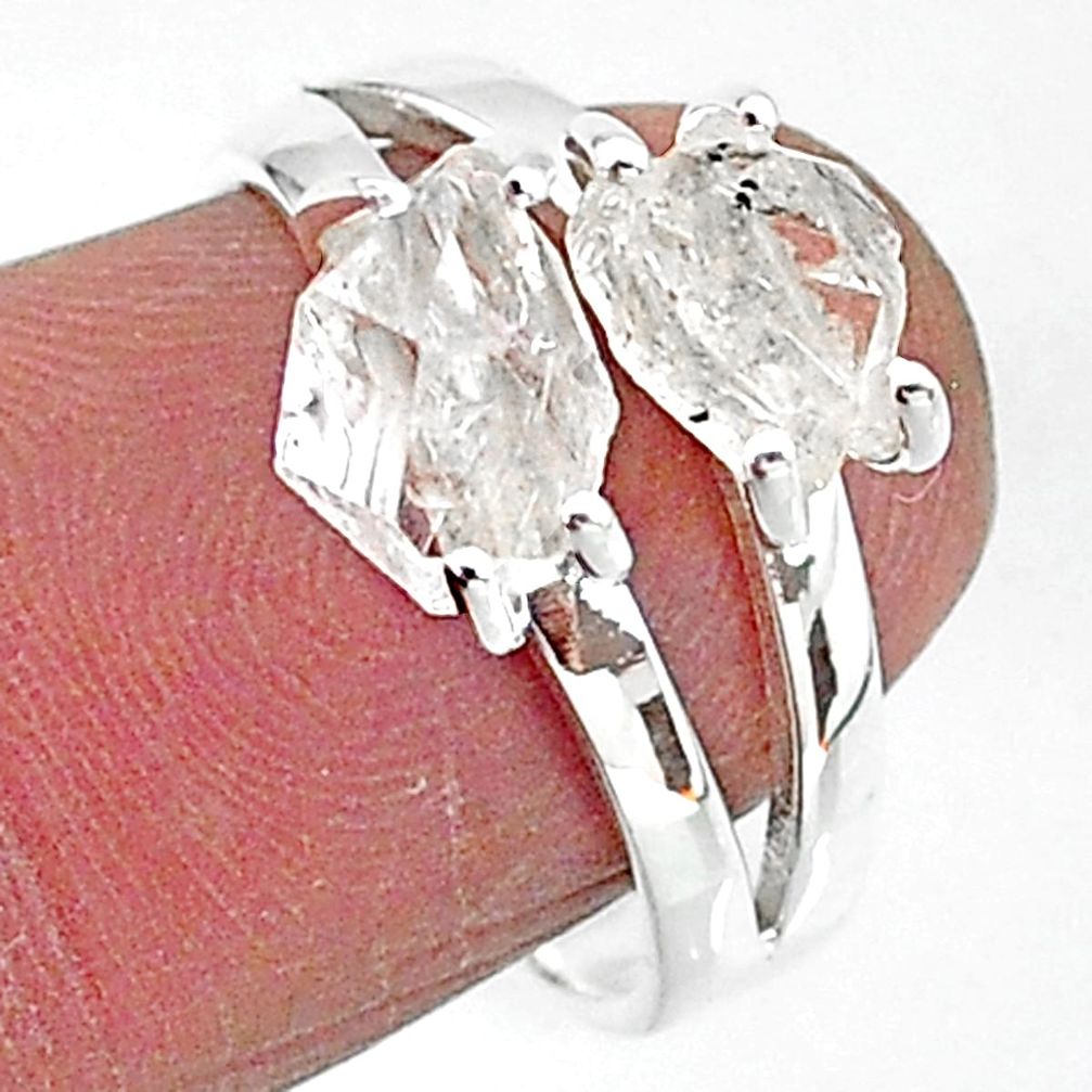 5.68cts solitaire natural white herkimer diamond 925 silver ring size 7 t7005