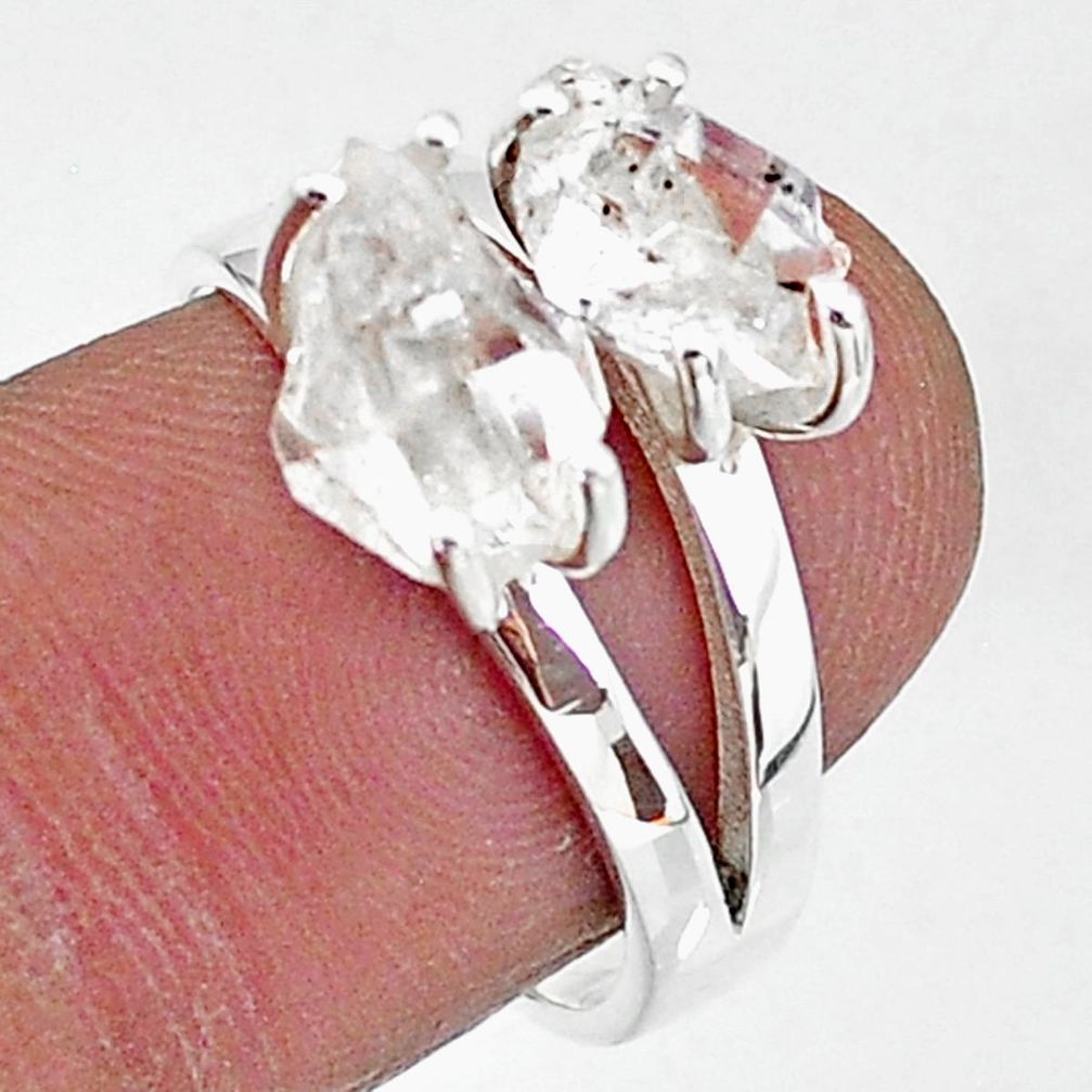 5.96cts solitaire natural white herkimer diamond 925 silver ring size 7 t7012