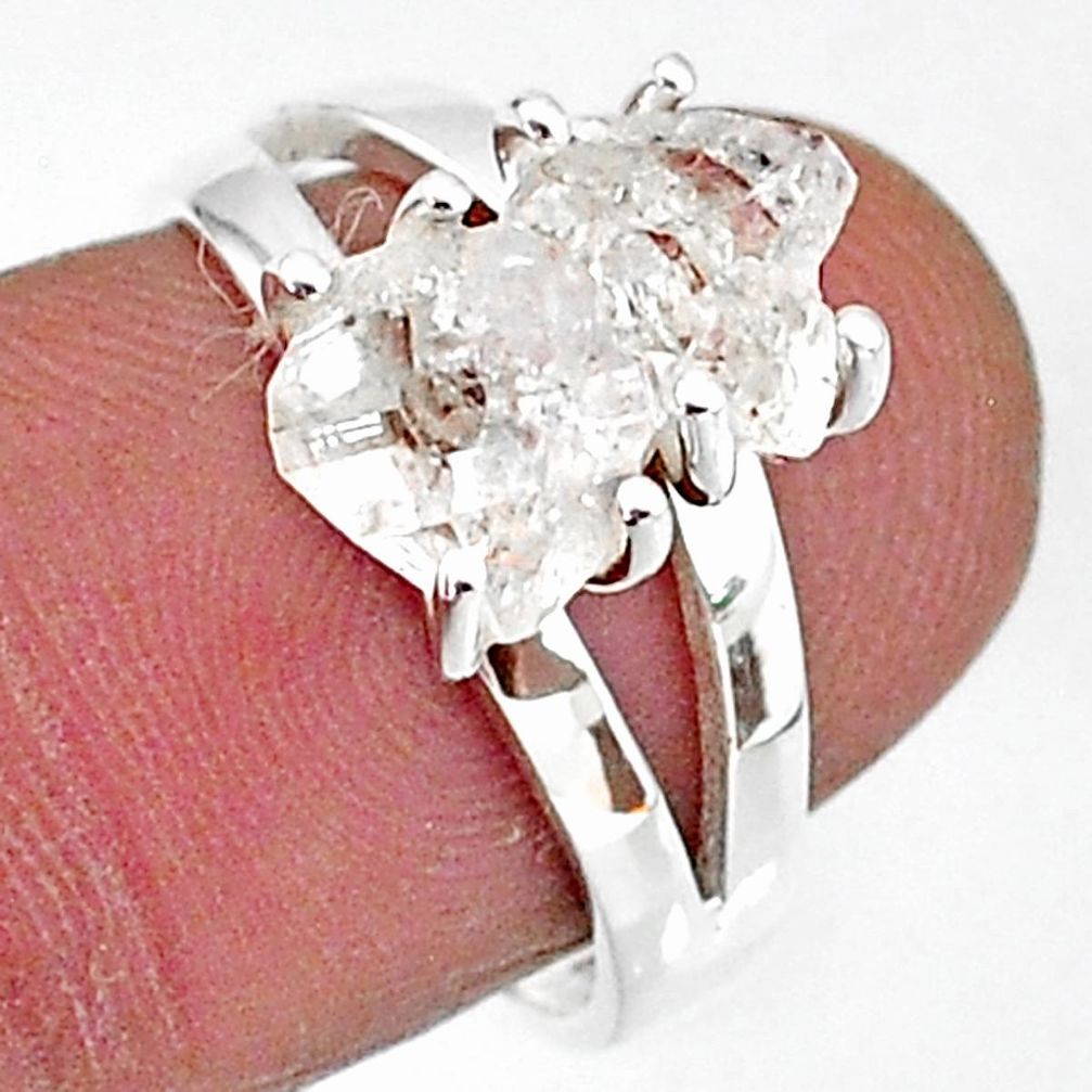 5.63cts solitaire natural white herkimer diamond 925 silver ring size 7 t7014