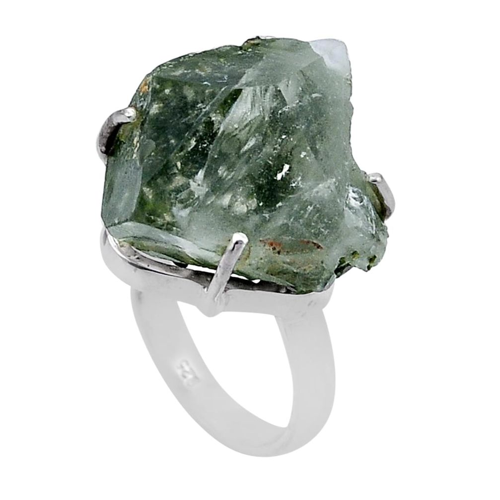 30.40cts solitaire natural white herkimer diamond 925 silver ring size 8 n47604