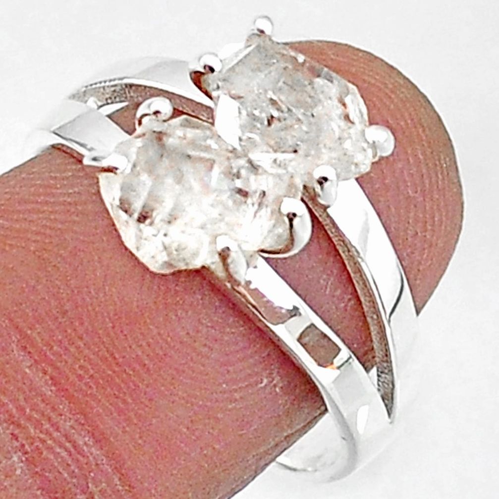 5.64cts solitaire natural white herkimer diamond 925 silver ring size 8 t7015