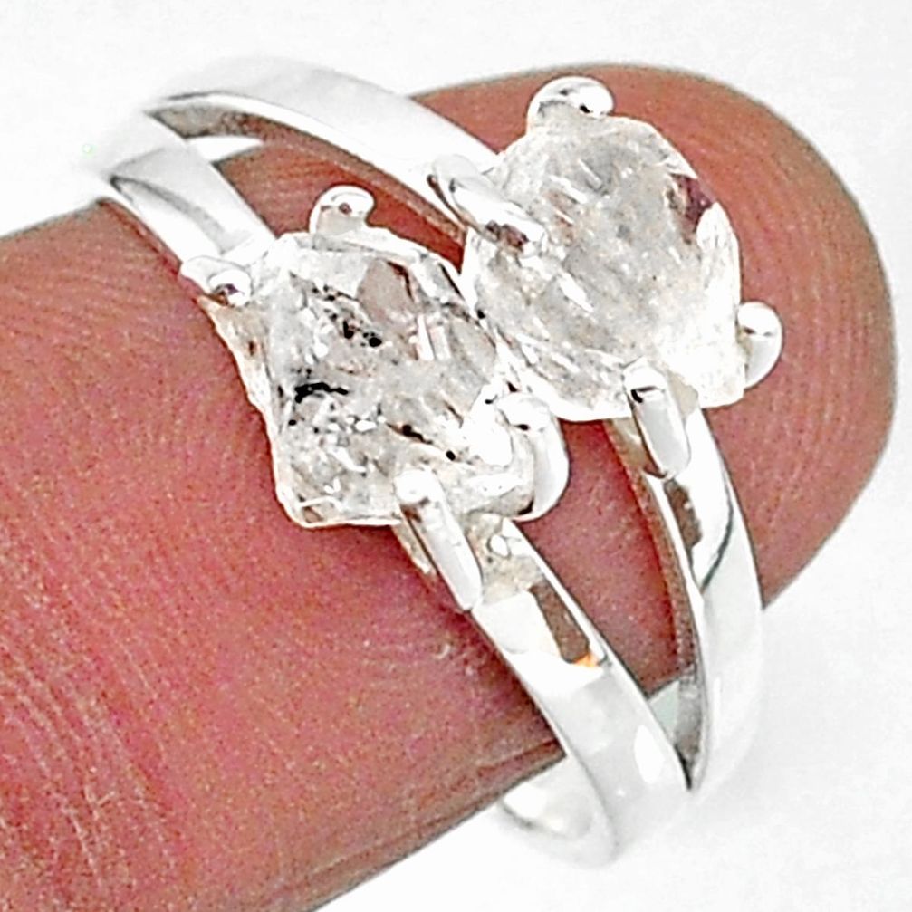 6.26cts solitaire natural white herkimer diamond 925 silver ring size 8 t7017
